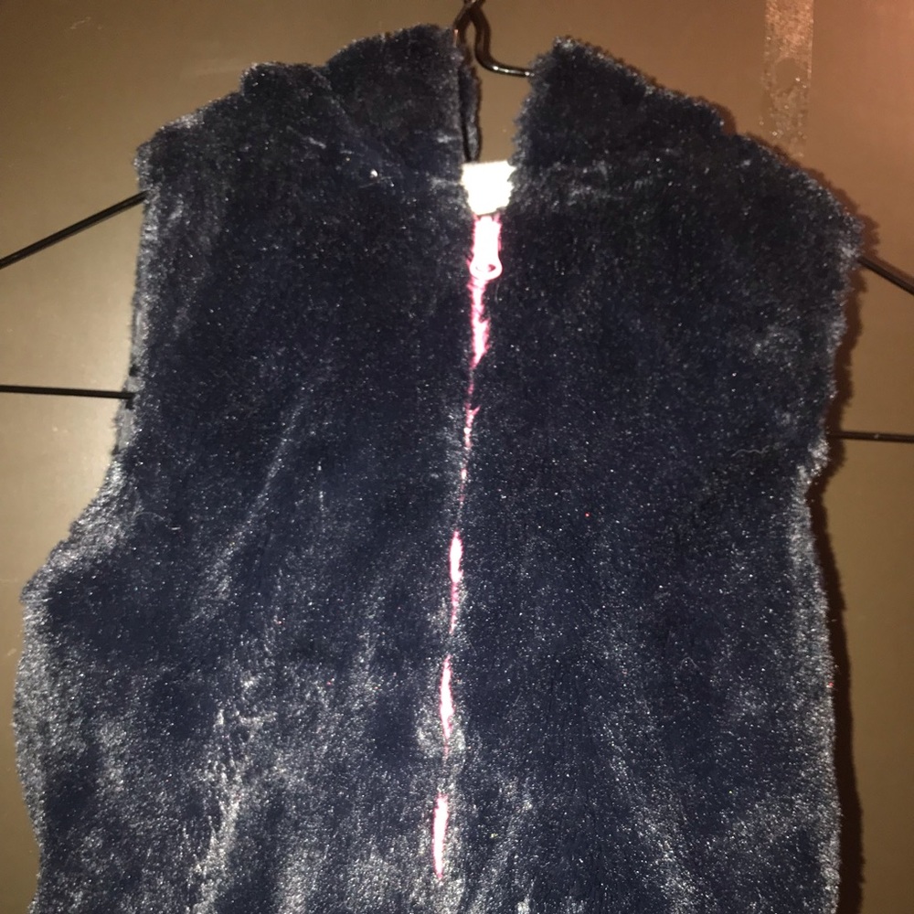 Faux fur vest w/ bear ears on hoodie